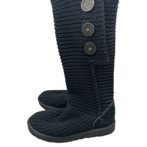 UGG Black Knit Button Winter Boots